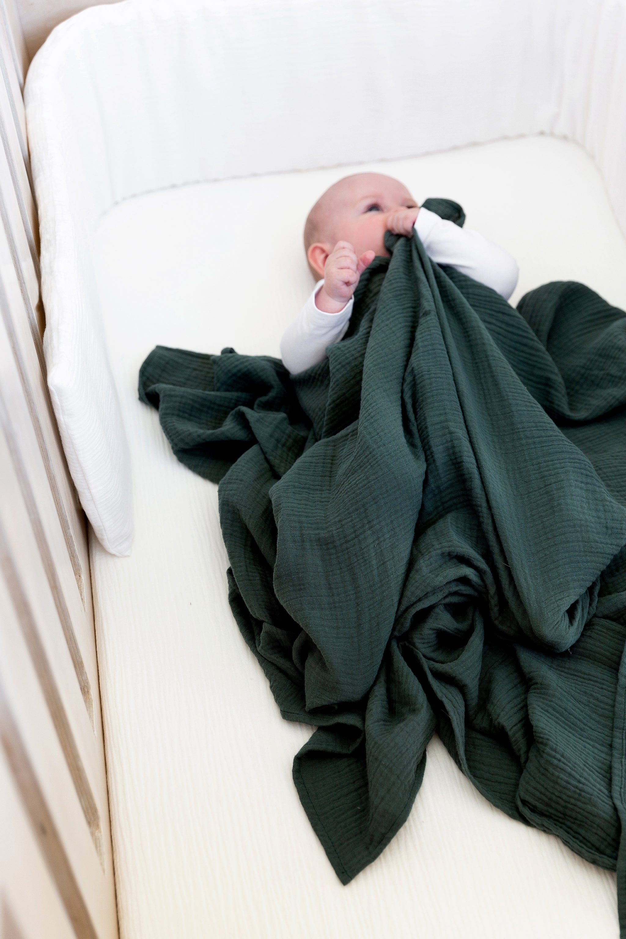 White Muslin Cot Fitted Sheet