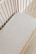 Grid Washed Cotton Cot Fitted Sheet