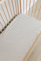 Grid Washed Cotton Cot Fitted Sheet