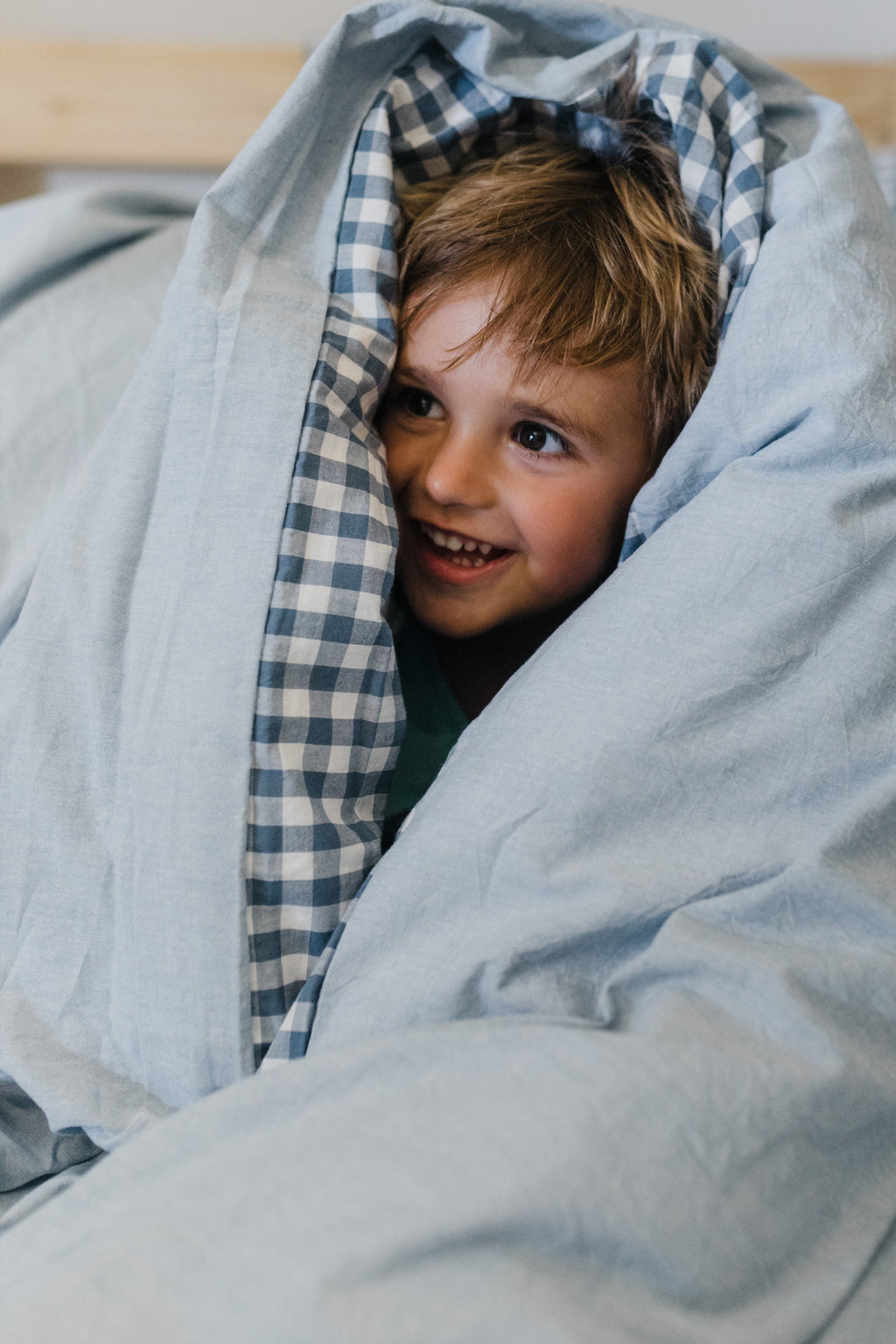 Blue Check Washed Cotton Duvet