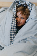 Blue Check Washed Cotton Duvet