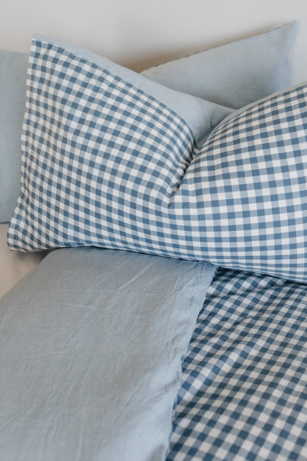 Blue Check Washed Cotton Duvet