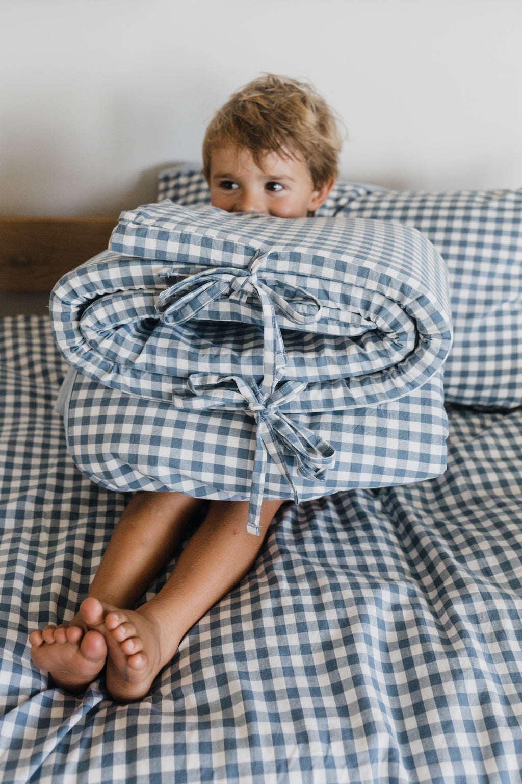 Blue Check Washed Cotton Duvet