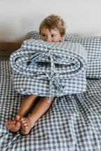 Blue Check Washed Cotton Duvet