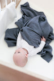 Blue Grey Muslin Swaddle Blanket