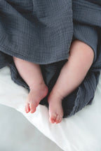Blue Grey Muslin Swaddle Blanket