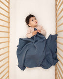 Blue Grey Muslin Swaddle Blanket