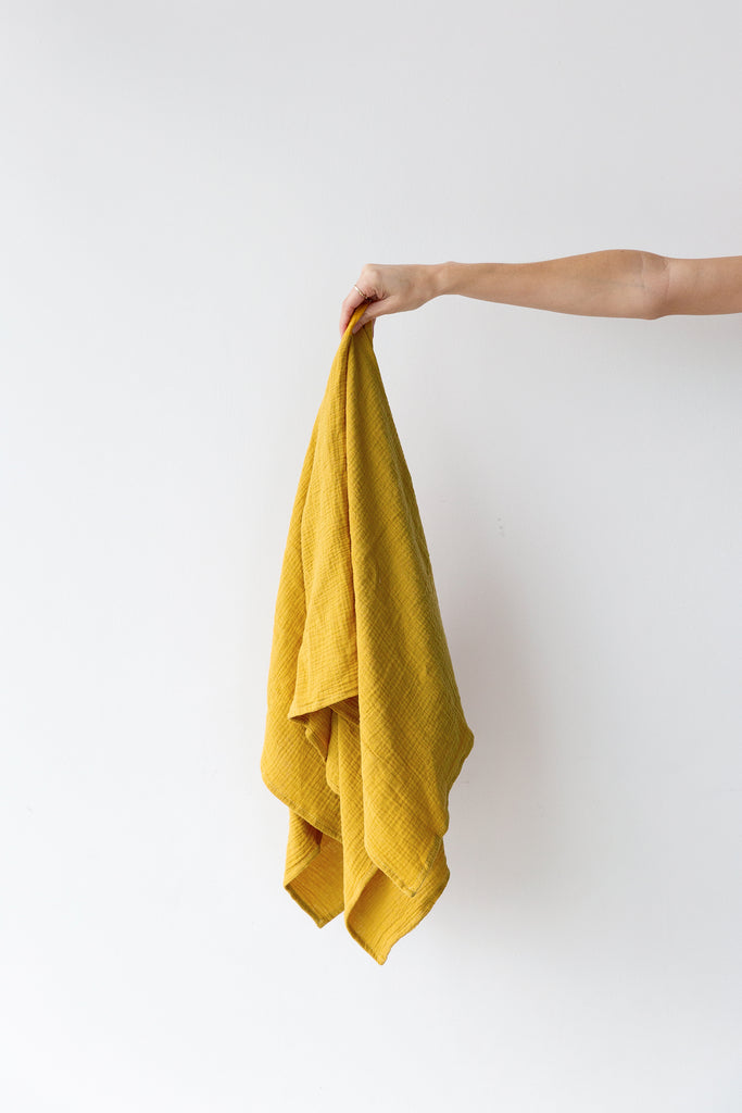 Mustard Yellow Muslin Swaddle Blanket Phlo Studio