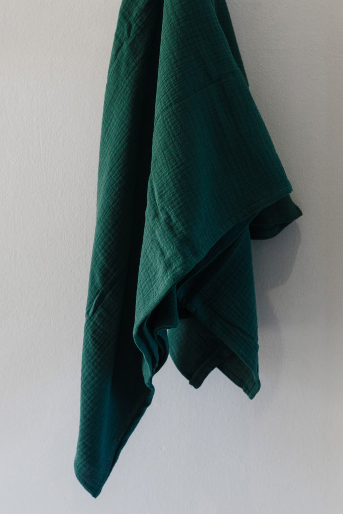 Forest Green Muslin Swaddle Blanket