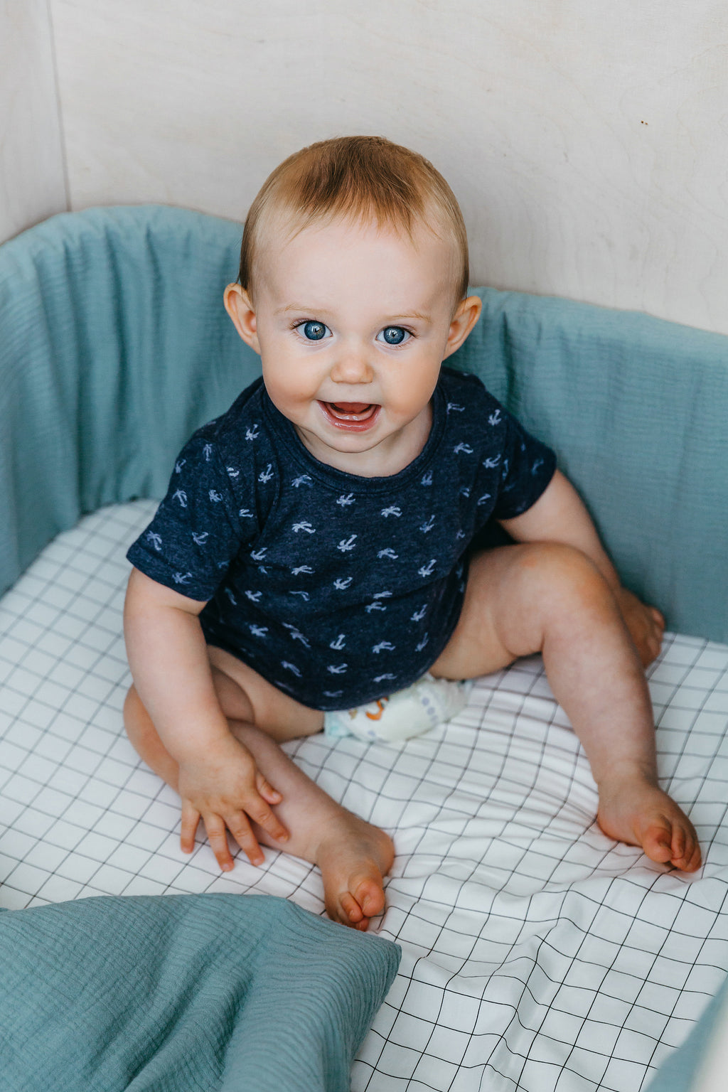 Duck Egg Muslin Cot Bumper Cover