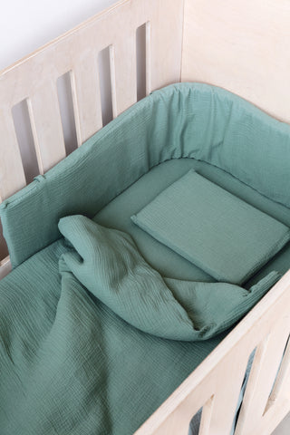 Sea Green Muslin Cot Duvet